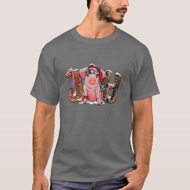 Joy Joy Joy Joy Joy Christmas With Cute Pig With S T-Shirt (Front)