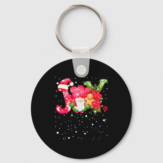 Joy - Joyful Gnome - Cute Christmas  Keychain (Front)