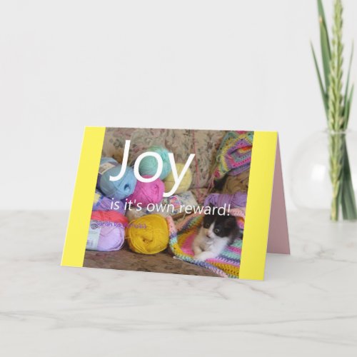 Joy Kitten Cat Knitting wool Crafts Quote Card