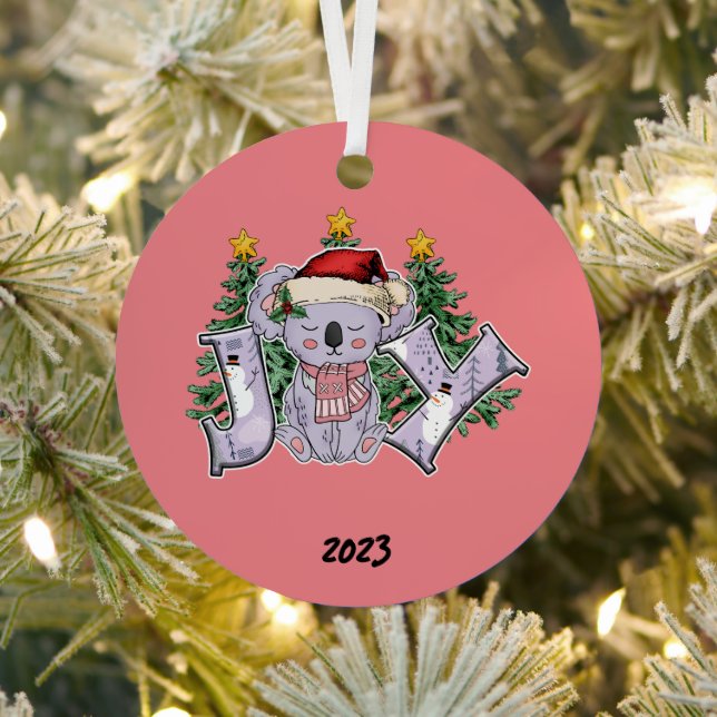 Joy Koloa Bear Christmas Metal Ornament (Insitu)