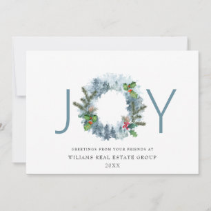 Joy Landscape Wreath Christmas Forest Greeting Holiday Card