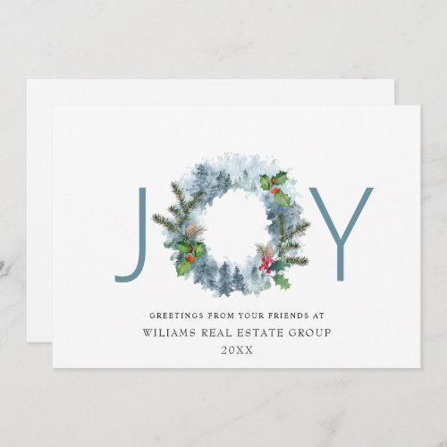 Joy Landscape Wreath Christmas Forest Greeting Holiday Card