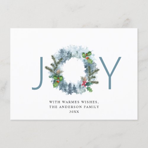 JOY Landscape Wreath Christmas Forest Greeting Holiday Card