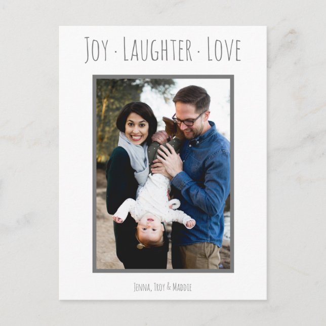 Joy Laughter Love | Christmas Photo Card (Front)