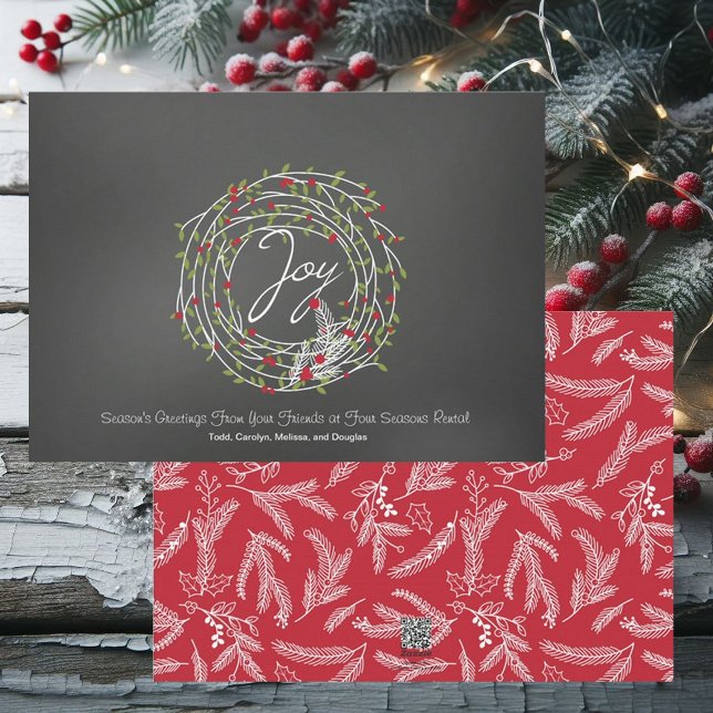 Joy Laurel Wreath With Berries Corporate Card (Creator Uploaded)