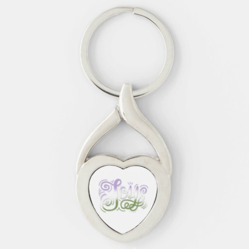 Joy lettering genderqueer pride purple white green keychain