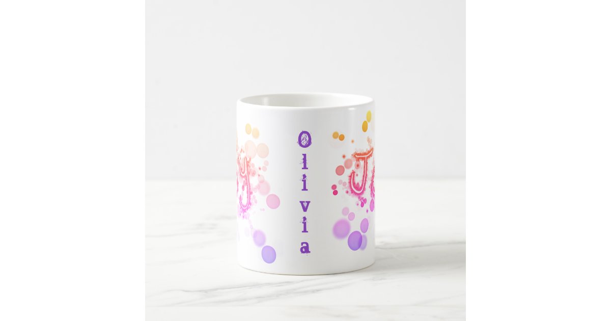 Joy Logo Pink Purple Word Art Typography Olivia Coffee Mug Zazzle Com