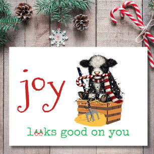 Joy Looks Good on You Sassy Cow Christmas Holiday Card