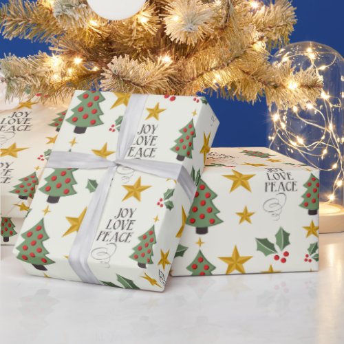 Joy Love And Peace  Wrapping Paper