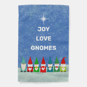 Joy, Love & Christmas Gnomes Garden Flag