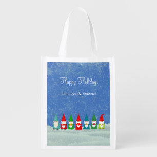 Joy, Love & Christmas Gnomes Grocery Bag