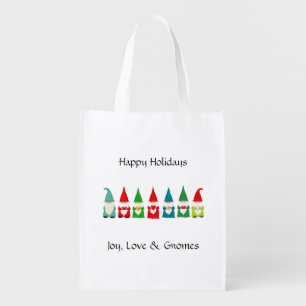 Joy, Love & Christmas Gnomes Grocery Bag