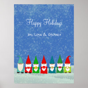 Joy, Love & Christmas Gnomes Poster