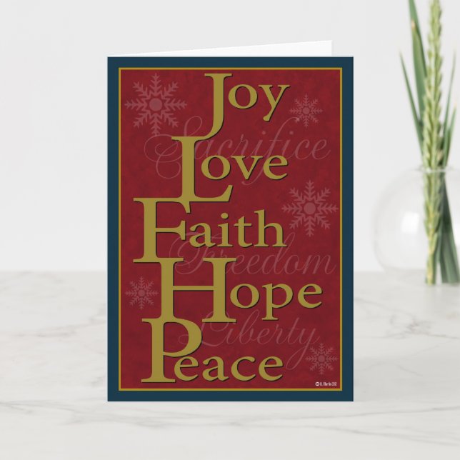 Joy Love Faith Hope Peace Christmas Card (Front)