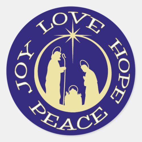 Joy Love Hope Peace Christmas Classic Round Sticker