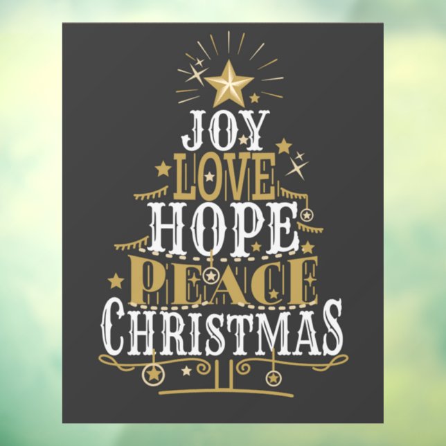 Joy Love Hope Peace Christmas Window Cling (Sheet 3)