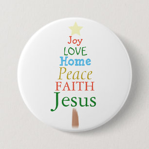 Joy, Love, Jesus, Christmas Tree Button