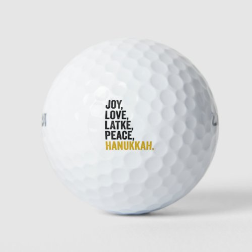 Joy Love Latkes Peace Hanukkah Funny Jewish Golf Balls
