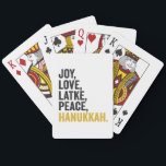 Joy Love Latkes Peace Hanukkah Funny Jewish Poker Cards<br><div class="desc">funny, jewish, latke, gift, birthday, chanukah, jew, holiday, menorah</div>