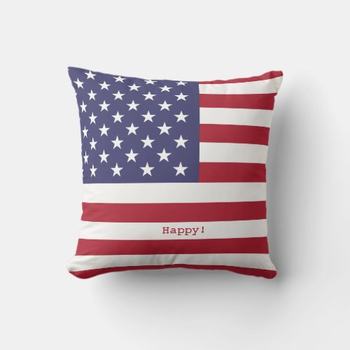 Joy Love Peace American USA Flag and Fireworks Throw Pillow
