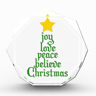 Joy, Love, Peace, Believe, Christmas Acrylic Award