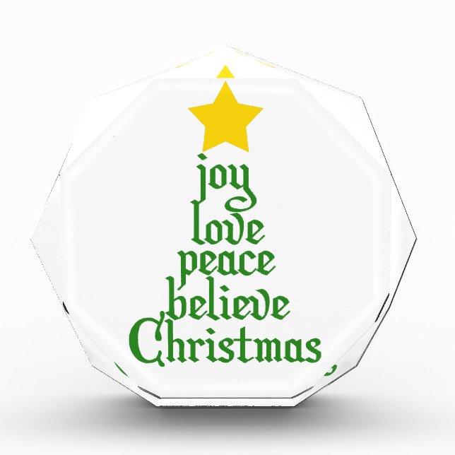 Joy, Love, Peace, Believe, Christmas Acrylic Award (Front)
