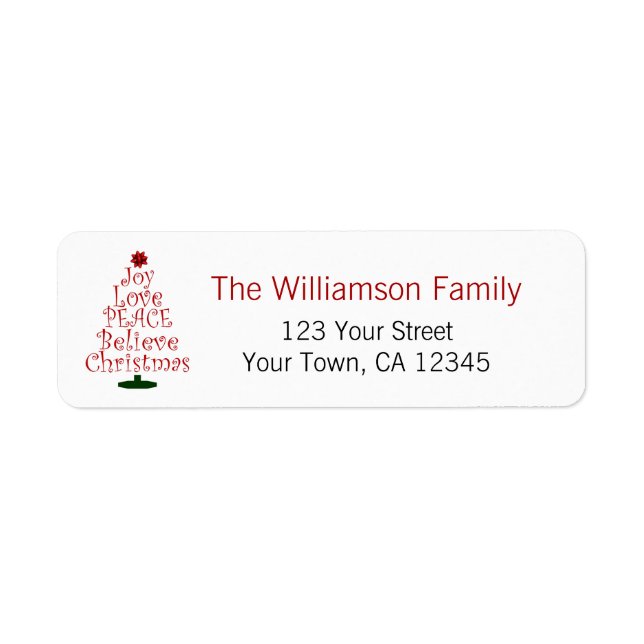 Joy Love Peace Believe Christmas Holiday Label (Front)