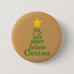 Joy, Love, Peace, Believe, Christmas Pinback Button