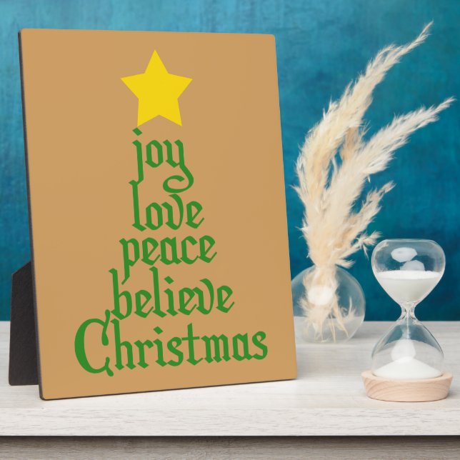 Joy, Love, Peace, Believe, Christmas Plaque (Side)