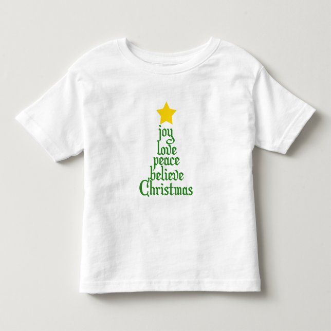 Joy, Love, Peace, Believe, Christmas Toddler T-shirt (Front)