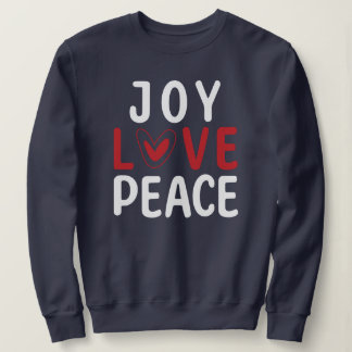 JOY LOVE PEACE Christian Red Heart Sweatshirt