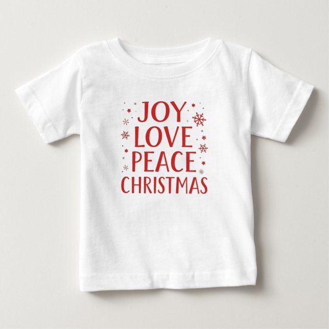 Joy Love Peace Christmas Festive Typography Hoodie Baby T-Shirt (Front)