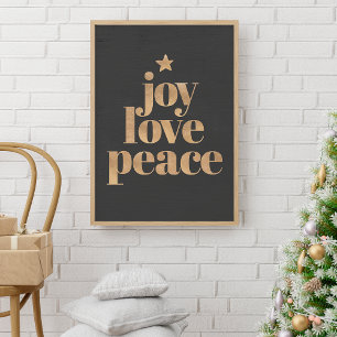 Joy Love Peace Gold Elegant Minimalist Christmas Poster