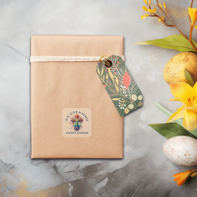 Joy, Love & Peace Happy Easter | Square Sticker (Creator Uploaded)