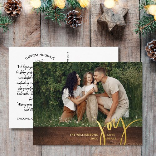  Joy Love Peace Large Photo Christmas Letter Foil Holiday Postcard