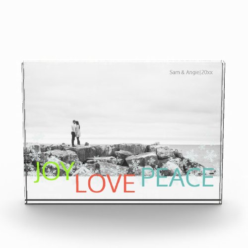 Joy Love Peace Minimalist Holiday Photo Block