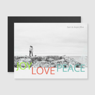 Joy Love Peace Minimalist Magnetic Photo Postcard