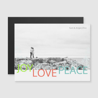 Joy Love Peace Minimalist Magnetic Photo Postcard