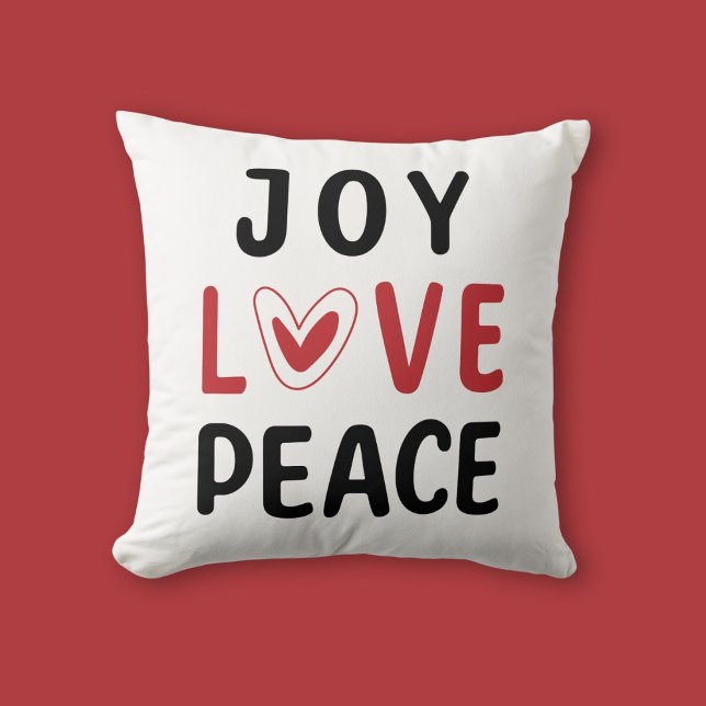 Joy Love Peace Red Heart Inspirational Throw Pillow (Creator Uploaded)