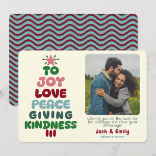 Joy Love Peace Tree Photo Holiday Card