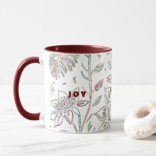 Joy Love Peace Two_Toned Maroon Mug