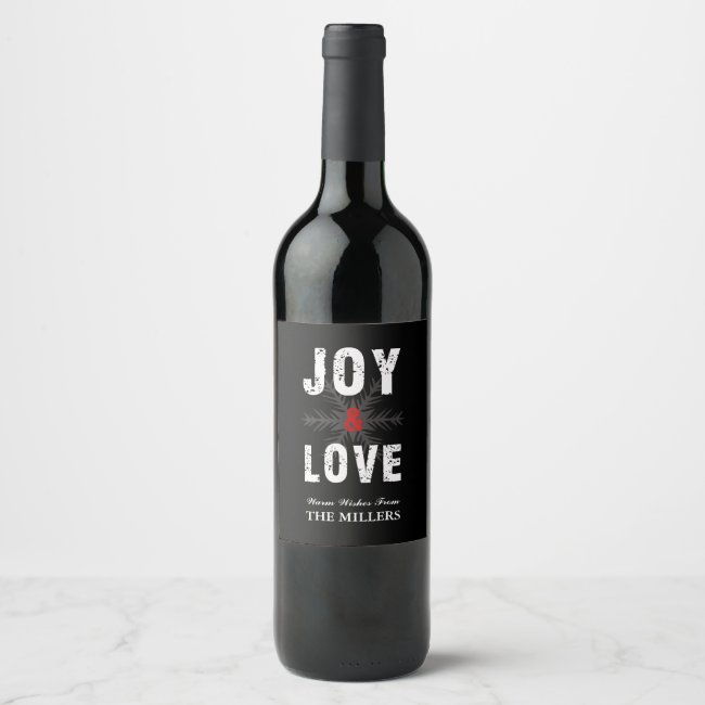 Joy & Love Script Christmas | Holiday Wine Label