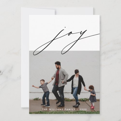 Joy Merry Christmas Family Photo Layover Holiday Card