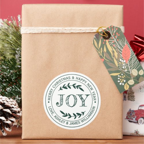 JOY Merry Christmas Message Gift Label