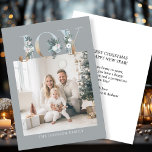 JOY-Merry Christmas!   Modern, simple photo  Holiday Card<br><div class="desc">Customer specific "Joy-Merry Christmas" photo holiday card. Celebrate the joy of the holiday season with this beautifully designed, customizable, photo card. The elegant light gray background frames your personal family photo perfectly, making your holiday greetings stand out with style. Across the top, the word "JOY" is artfully displayed in festive,...</div>
