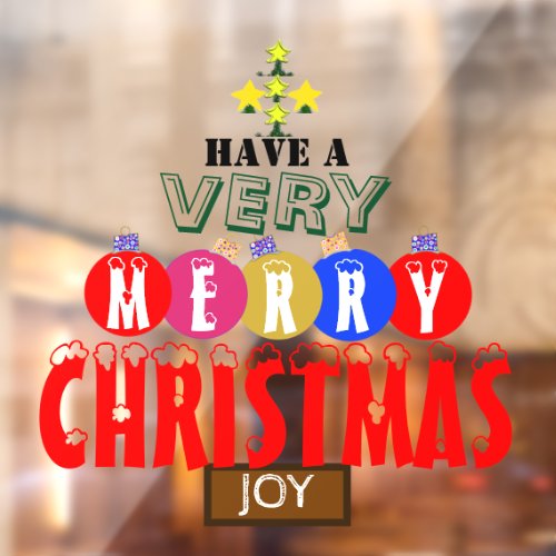 Joy Merry Christmas Ornaments Tree     Window Cling