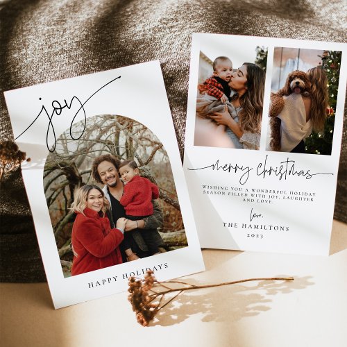 Joy Minimalist Family Christmas 2023 Holiday card