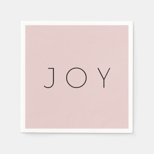 Joy Minimalist Rose Gold Black Typography Pattern Napkins