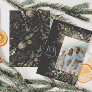 Joy modern 1 photo watercolor botanical floral hol holiday card