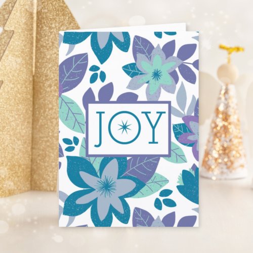 Joy Modern Botanical Floral Christmas Holiday Card